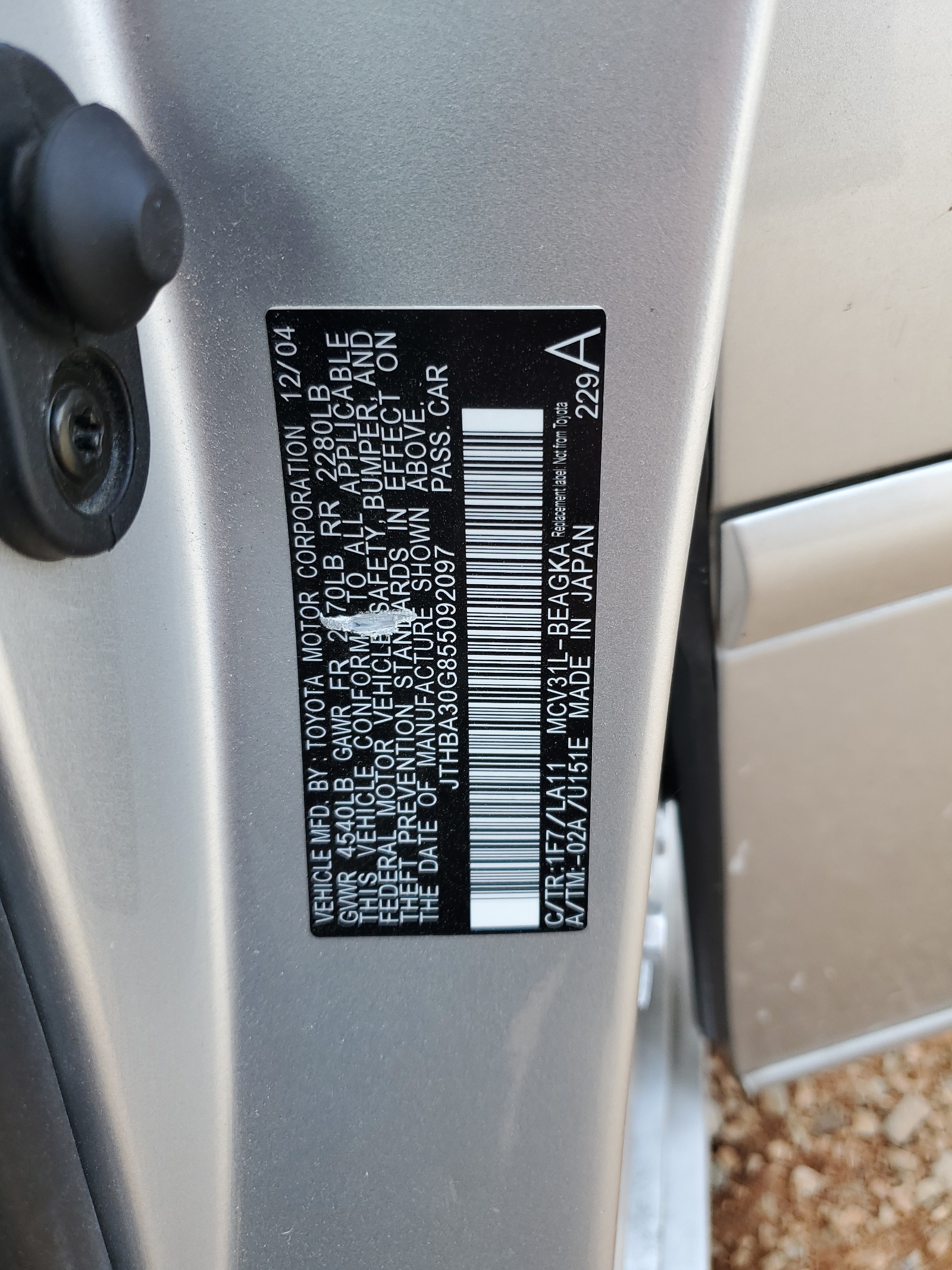 JTHBA30G855092097 2005 Lexus Es 330