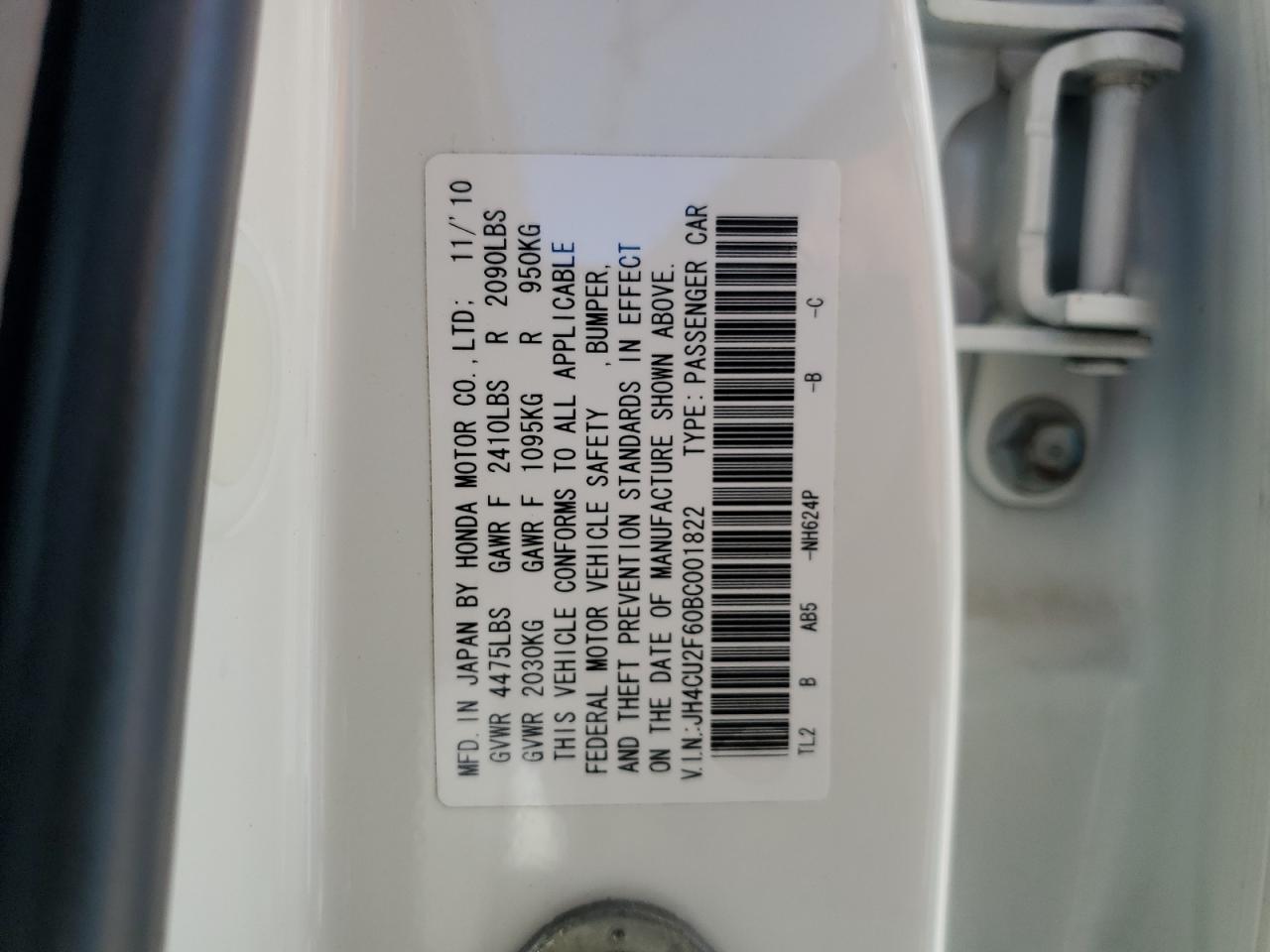 JH4CU2F60BC001822 2011 Acura Tsx