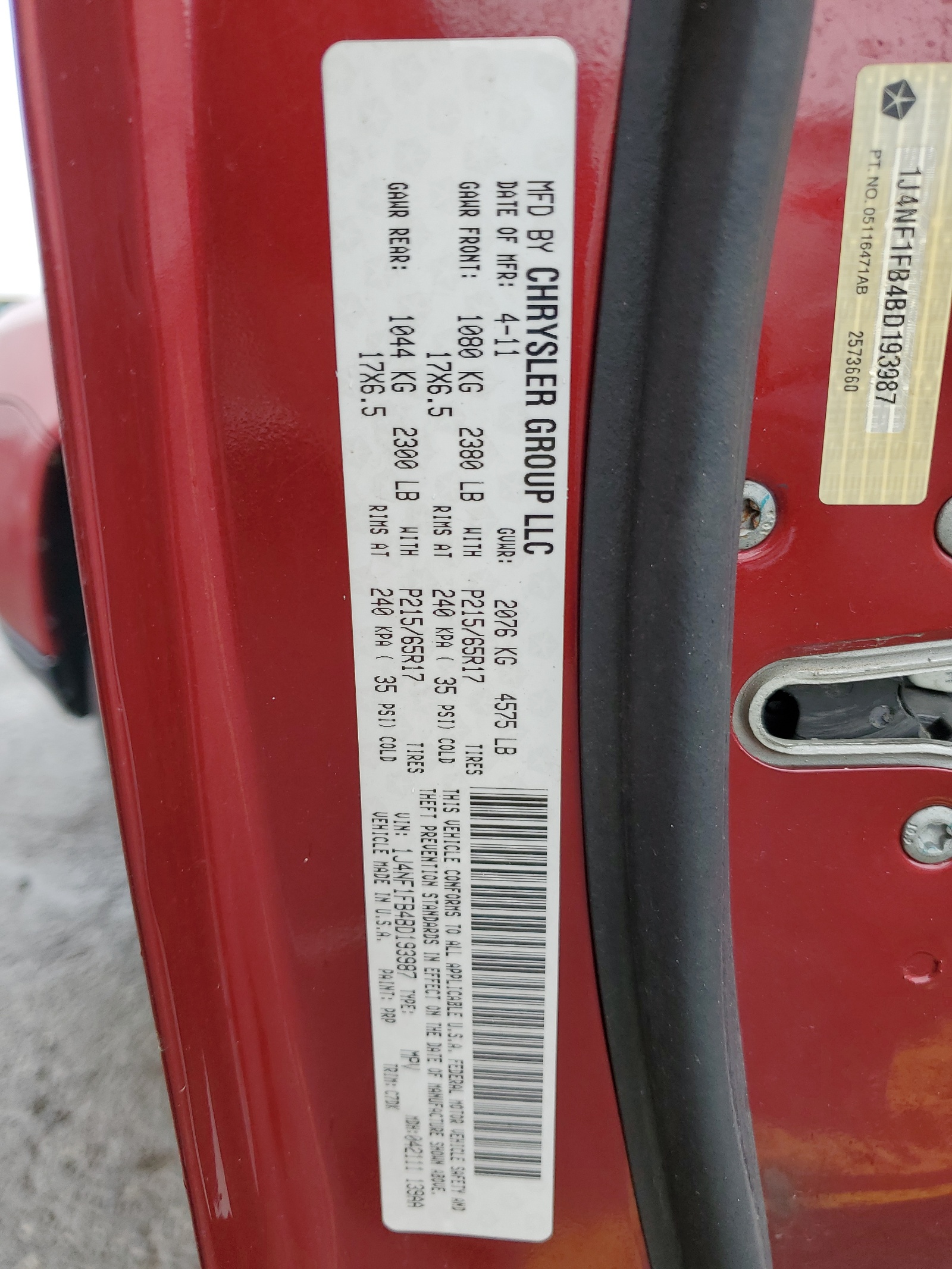 1J4NF1FB4BD193987 2011 Jeep Compass Sport