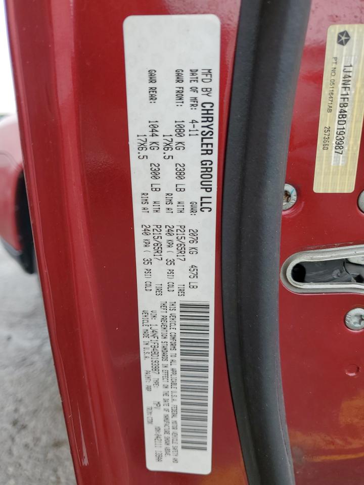 2011 Jeep Compass Sport VIN: 1J4NF1FB4BD193987 Lot: 66545874