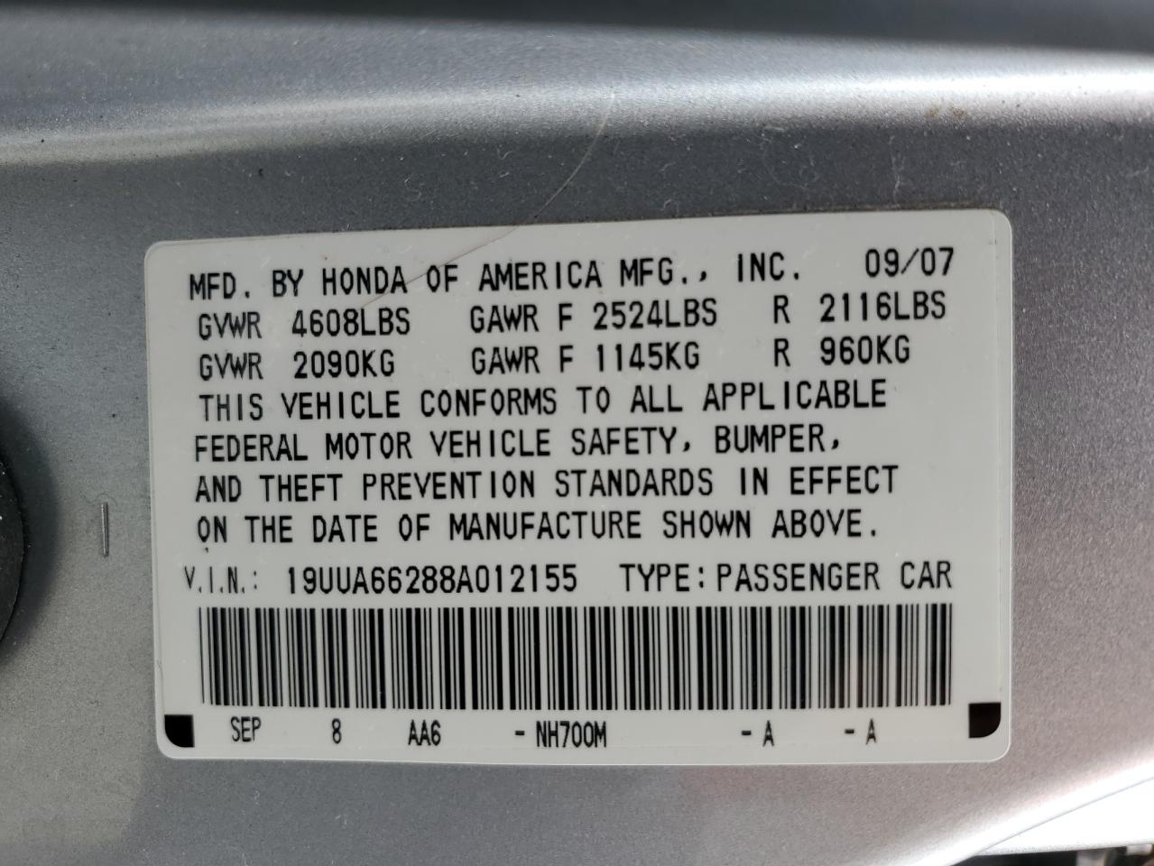 19UUA66288A012155 2008 Acura Tl