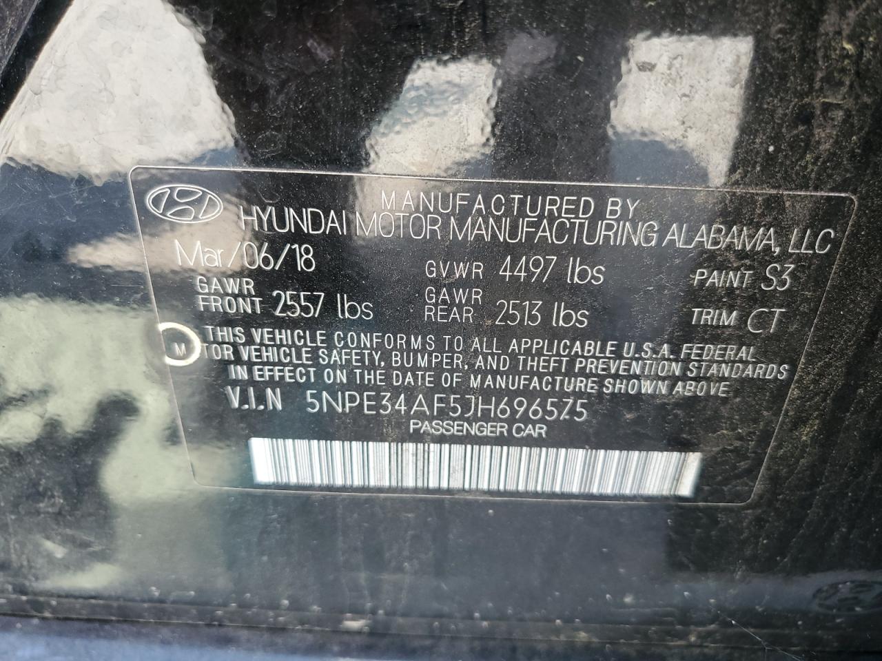 5NPE34AF5JH696575 2018 Hyundai Sonata Sport