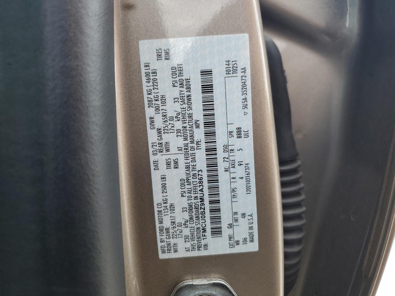 1FMCU0BZ9MUA38673 2021 FORD ESCAPE - Image 13