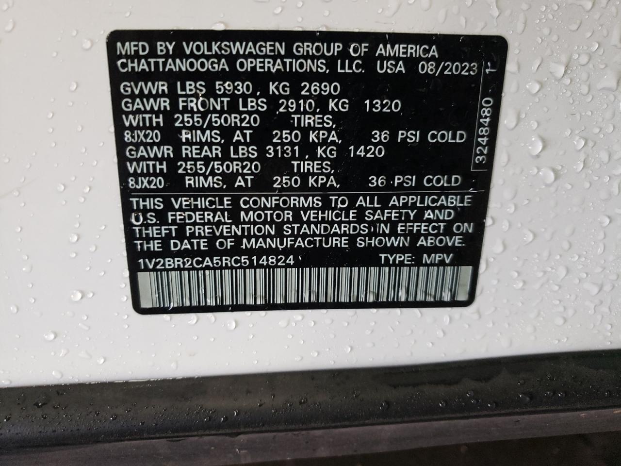 1V2BR2CA5RC514824 2024 Volkswagen Atlas Sel