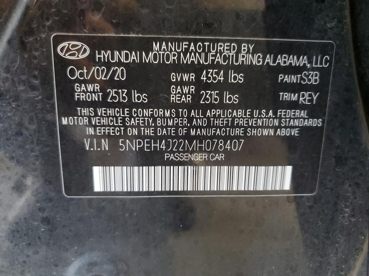 2021 Hyundai Sonata Limited VIN: 5NPEH4J22MH078407 Lot: 69628754