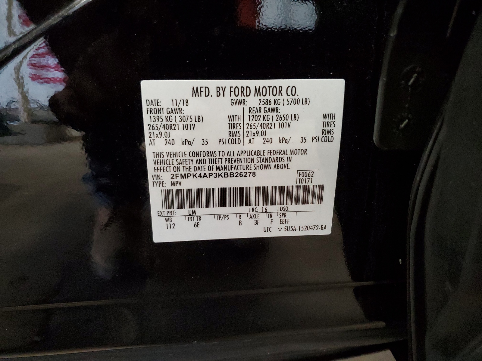 2FMPK4AP3KBB26278 2019 Ford Edge St