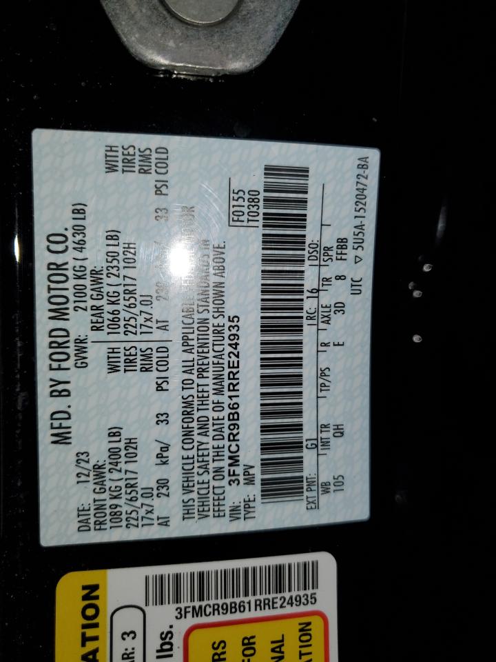 2024 Ford Bronco Sport Big Bend VIN: 3FMCR9B61RRE24935 Lot: 67059734