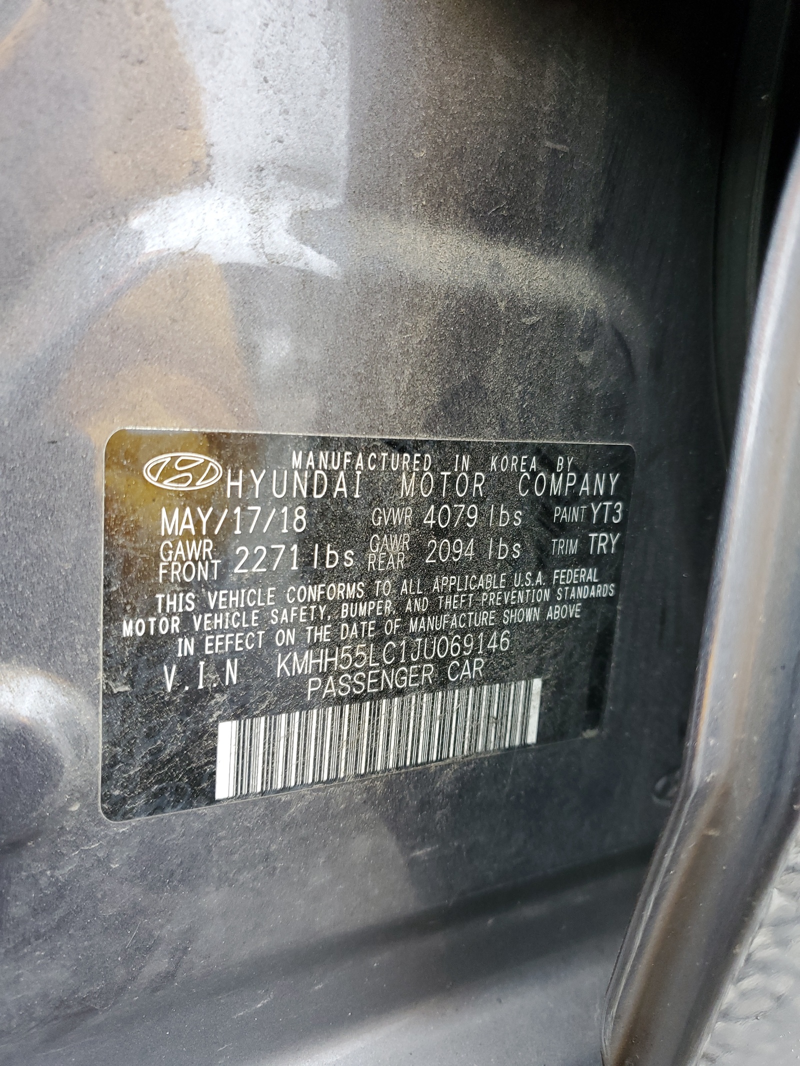 KMHH55LC1JU069146 2018 Hyundai Elantra Gt Sport