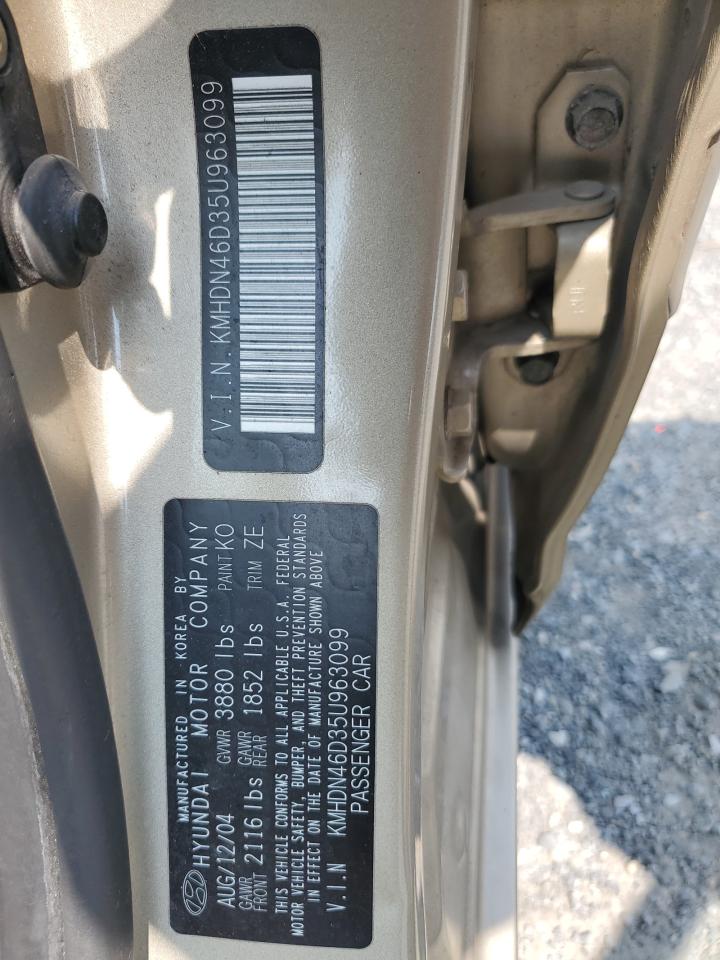 2005 Hyundai Elantra Gls VIN: KMHDN46D35U963099 Lot: 67643014