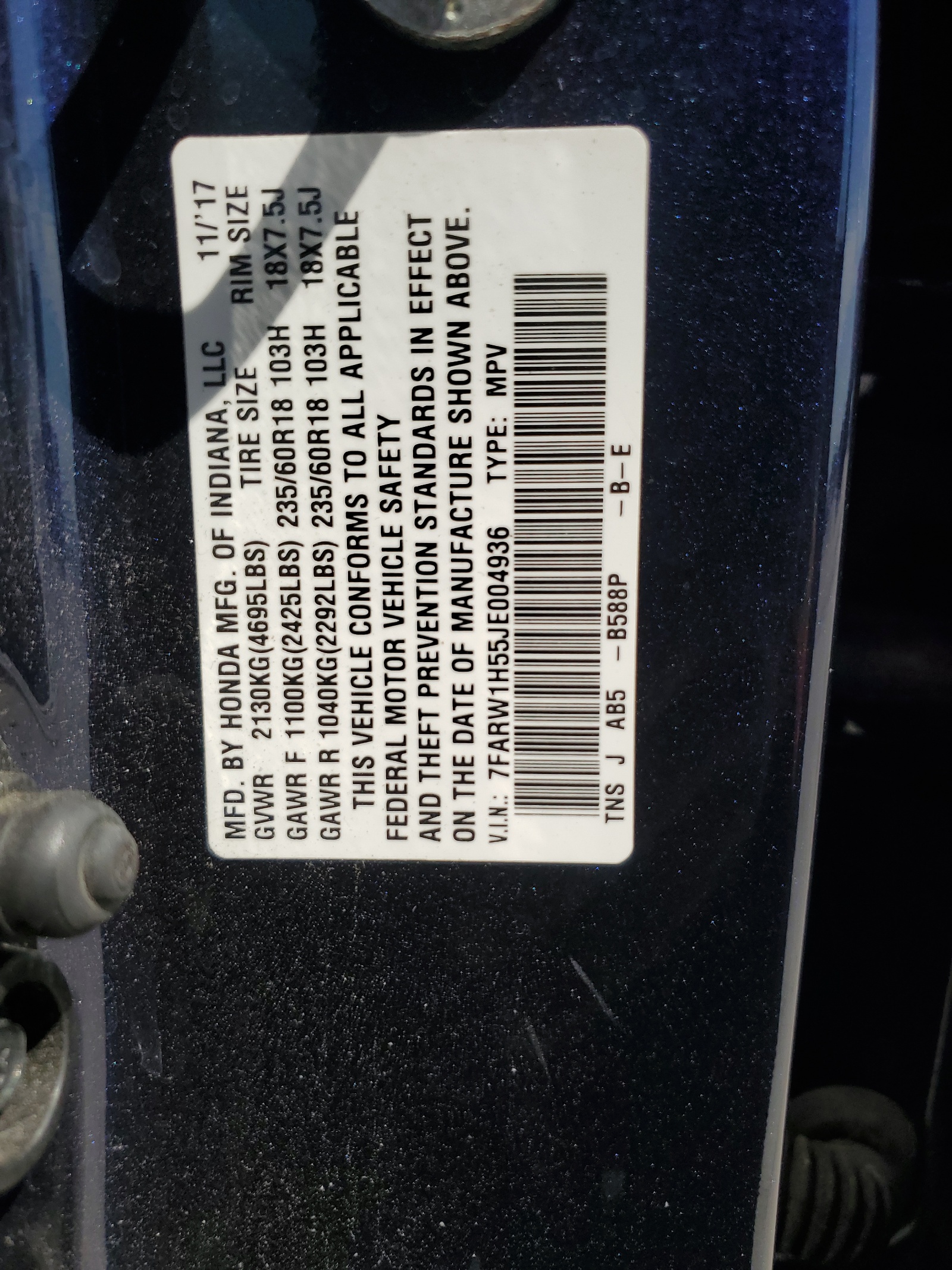 7FARW1H55JE004936 2018 Honda Cr-V Ex 7FARW1H55JE004936 2018 Honda Cr-V Ex