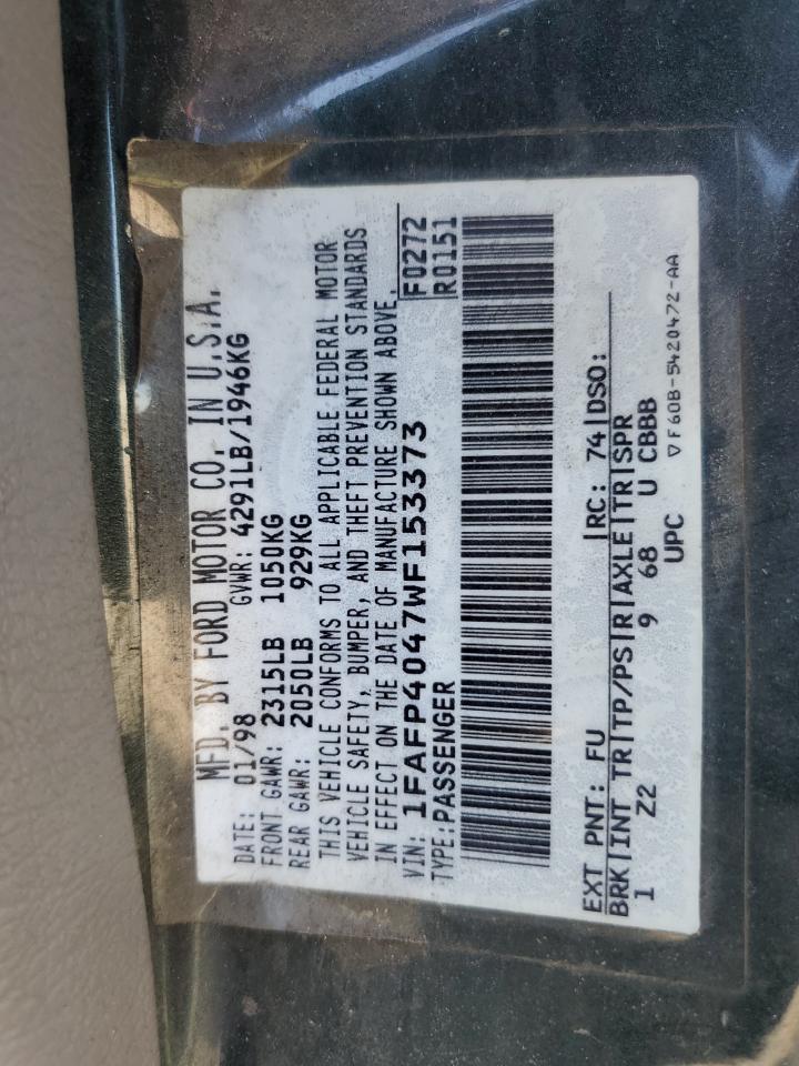 1998 Ford Mustang VIN: 1FAFP4047WF153373 Lot: 66167704