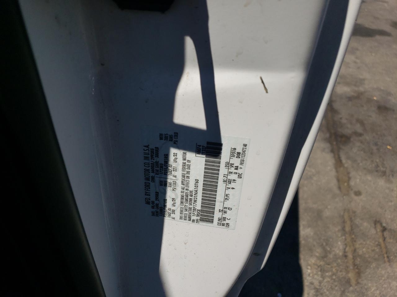 2001 Ford F150 VIN: 1FTRF17W31NA10760 Lot: 66139334