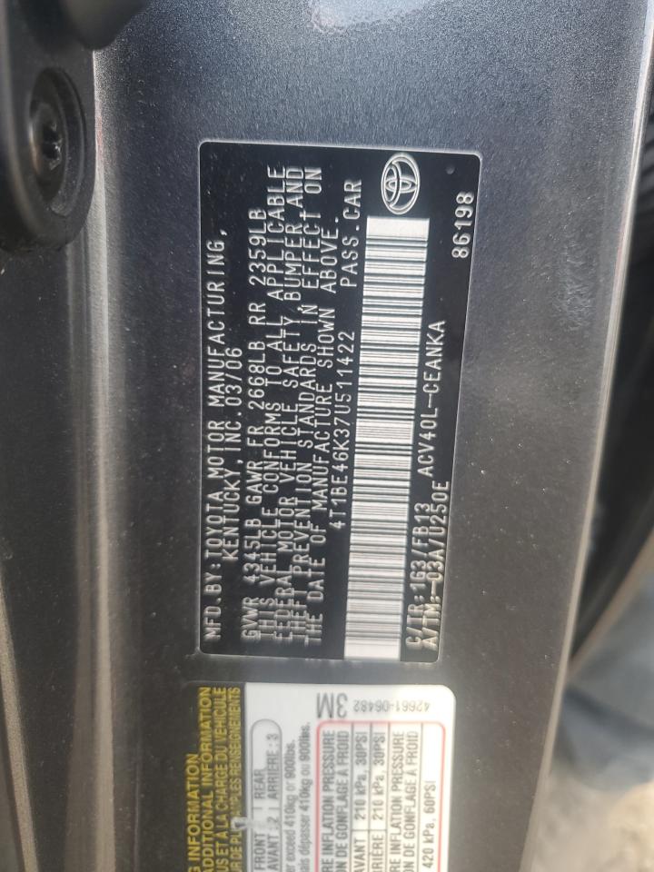 4T1BE46K37U511422 2007 Toyota Camry Ce