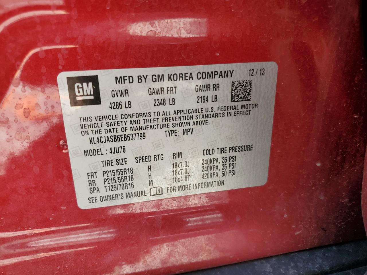 KL4CJASB6EB637799 2014 Buick Encore