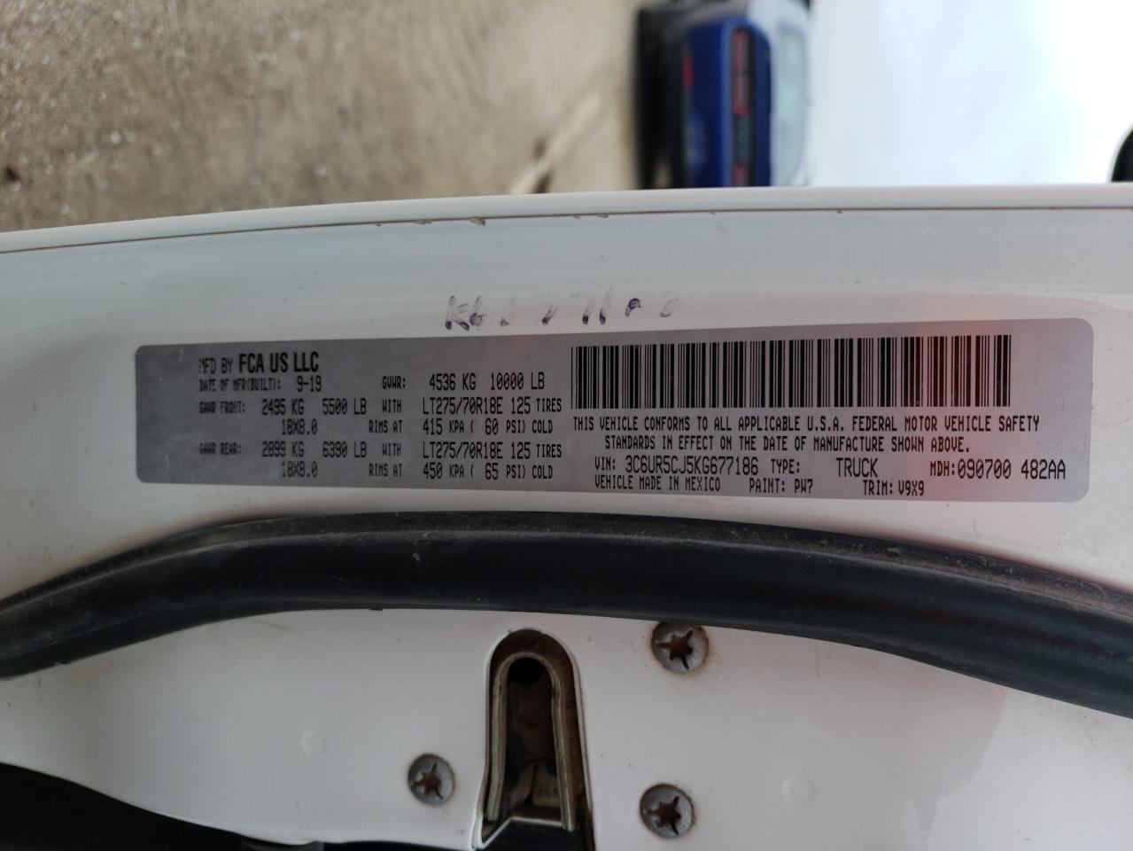 2019 Ram 2500 Tradesman VIN: 3C6UR5CJ5KG677186 Lot: 65169504