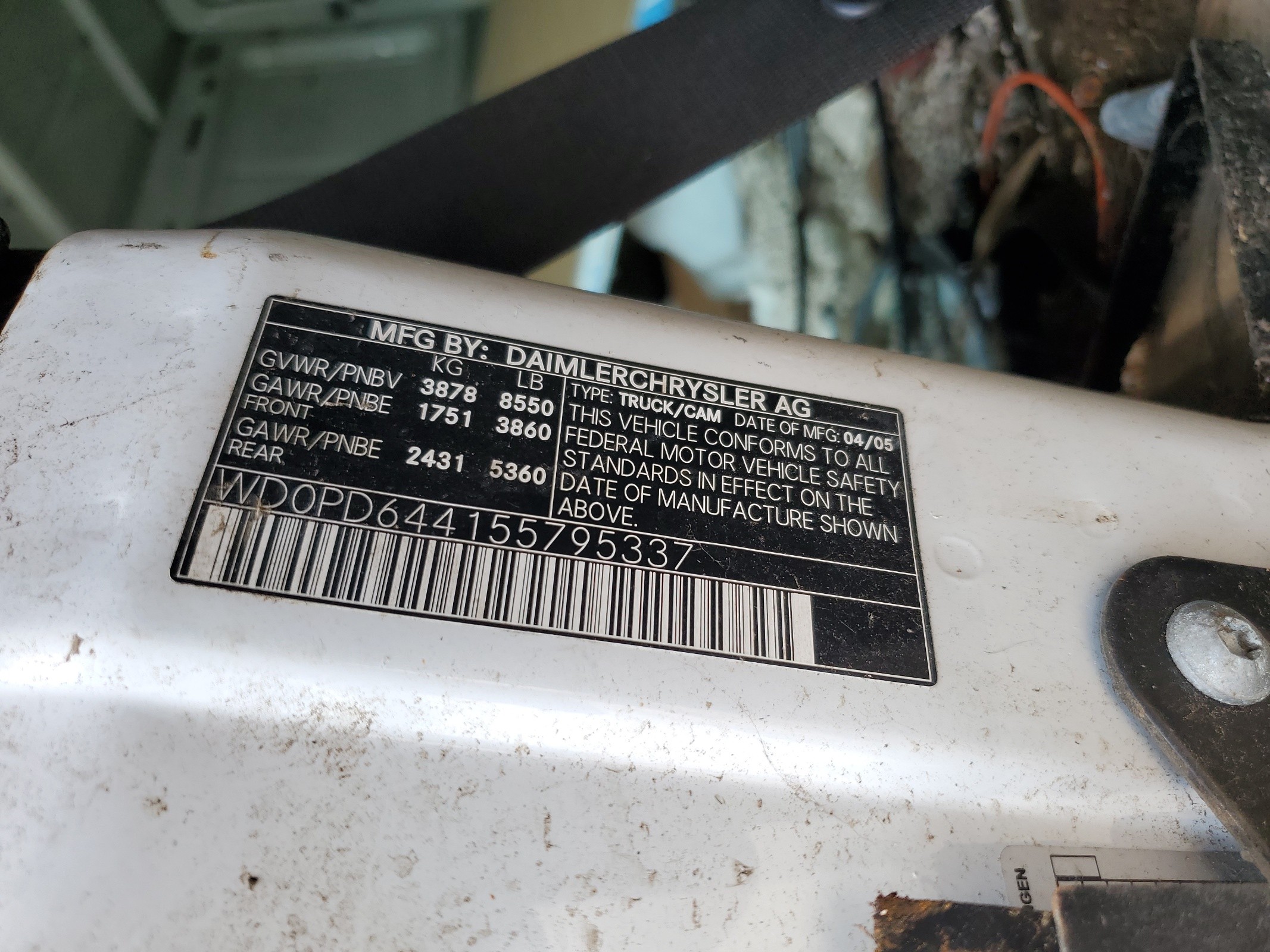 WD0PD644155795337 2005 Dodge Sprinter 2500