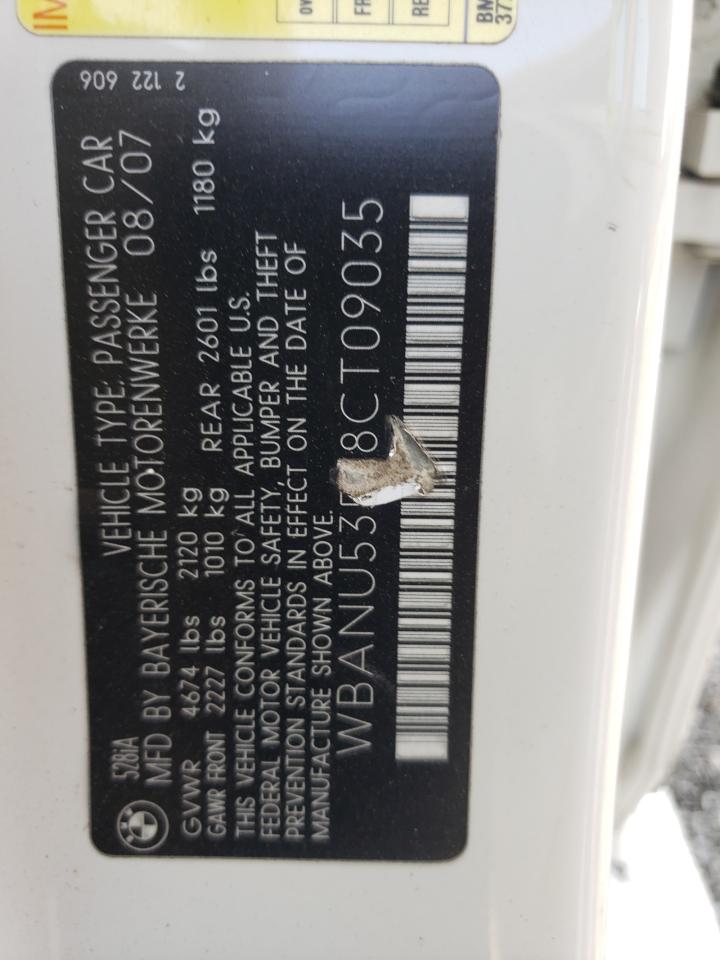 2008 BMW 528 I VIN: WBANU53598CT09035 Lot: 67726524