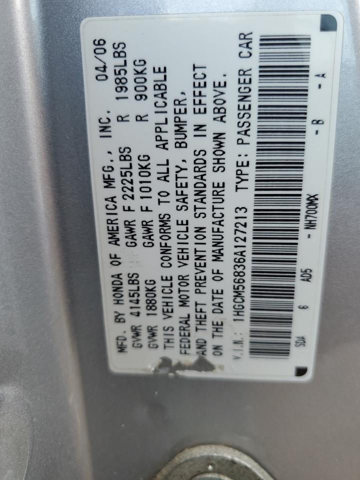 2006 Honda Accord Ex VIN: 1HGCM56836A127213 Lot: 65437494