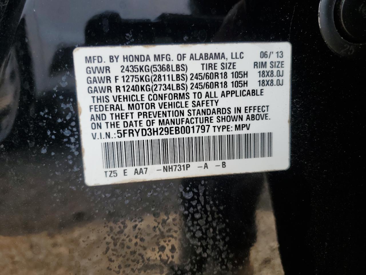 5FRYD3H29EB001797 2014 Acura Mdx