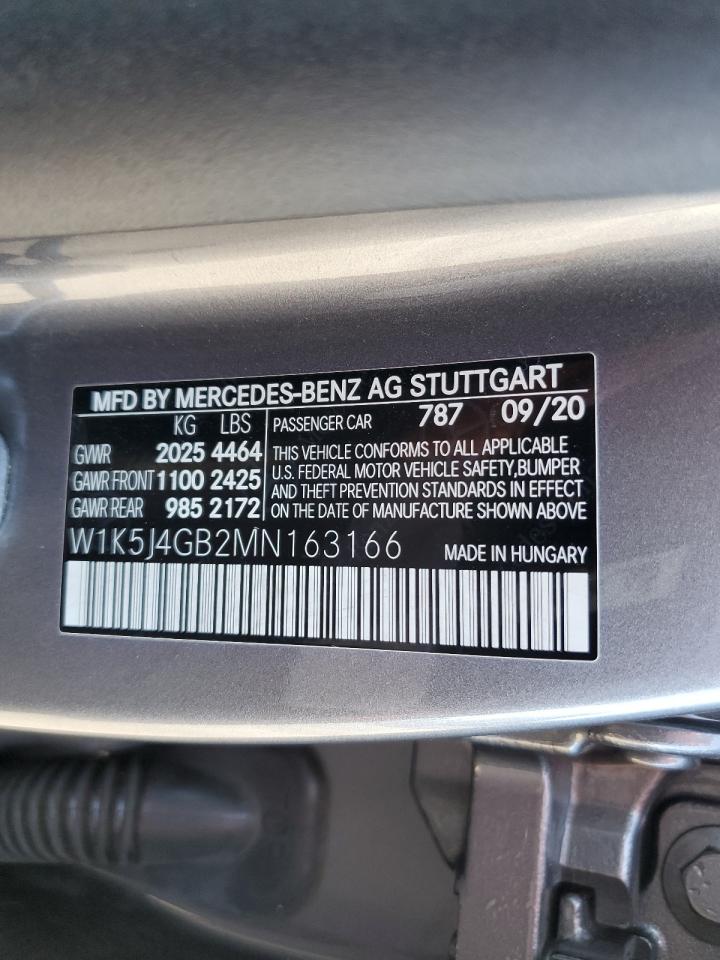 W1K5J4GB2MN163166 2021 Mercedes-Benz Cla 250