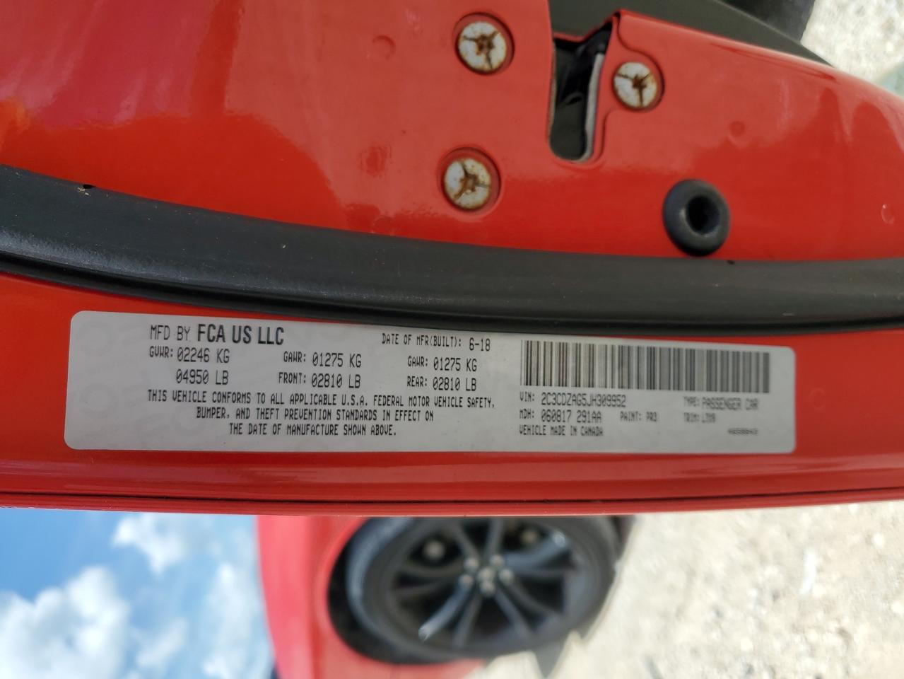 2018 Dodge Challenger Sxt VIN: 2C3CDZAG5JH309952 Lot: 65893164