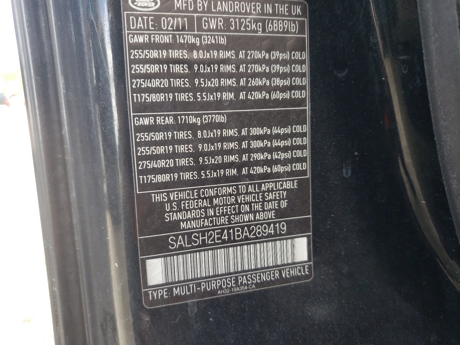 SALSH2E41BA289419 2011 Land Rover Range Rover Sport Sc