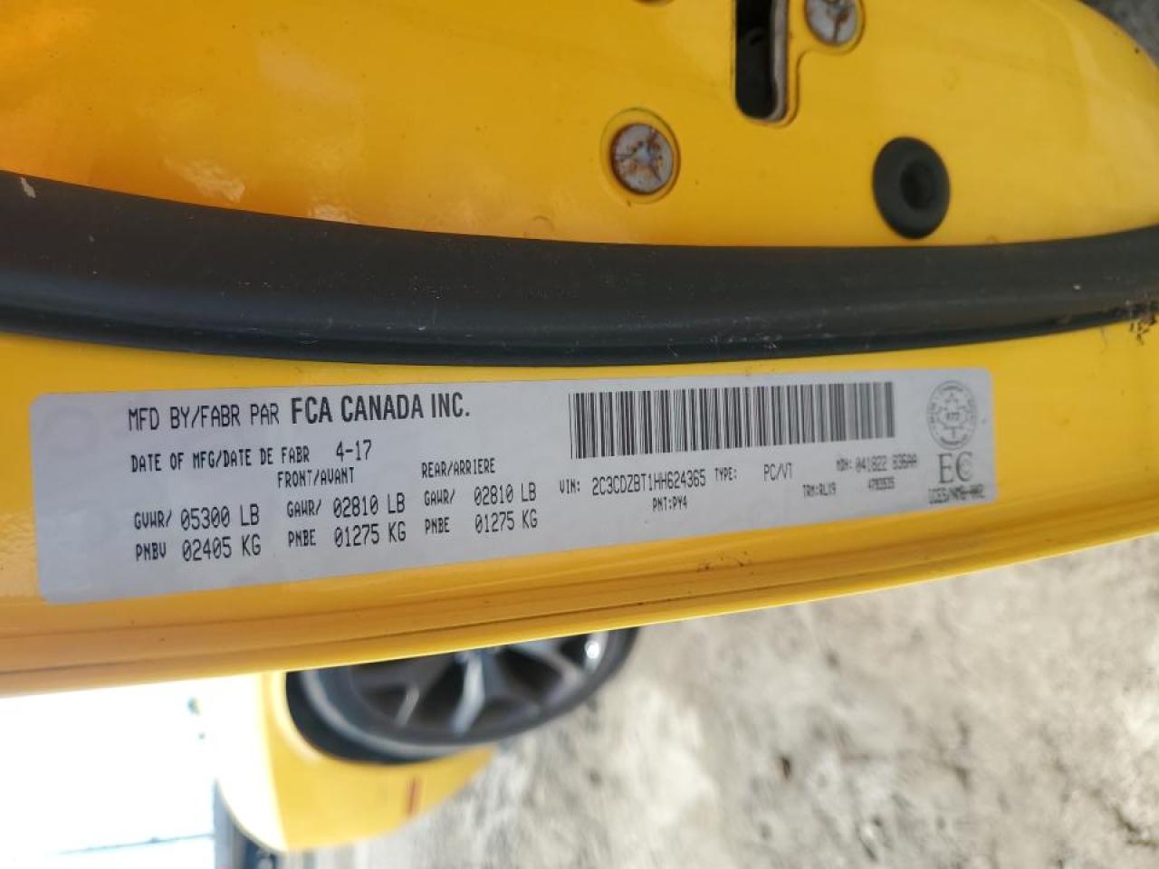 2017 Dodge Challenger R/T VIN: 2C3CDZBT1HH624365 Lot: 67573074