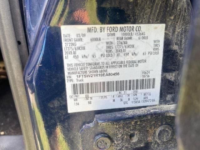 1FTSW21R19EA80456 2009 Ford F250 Super Duty