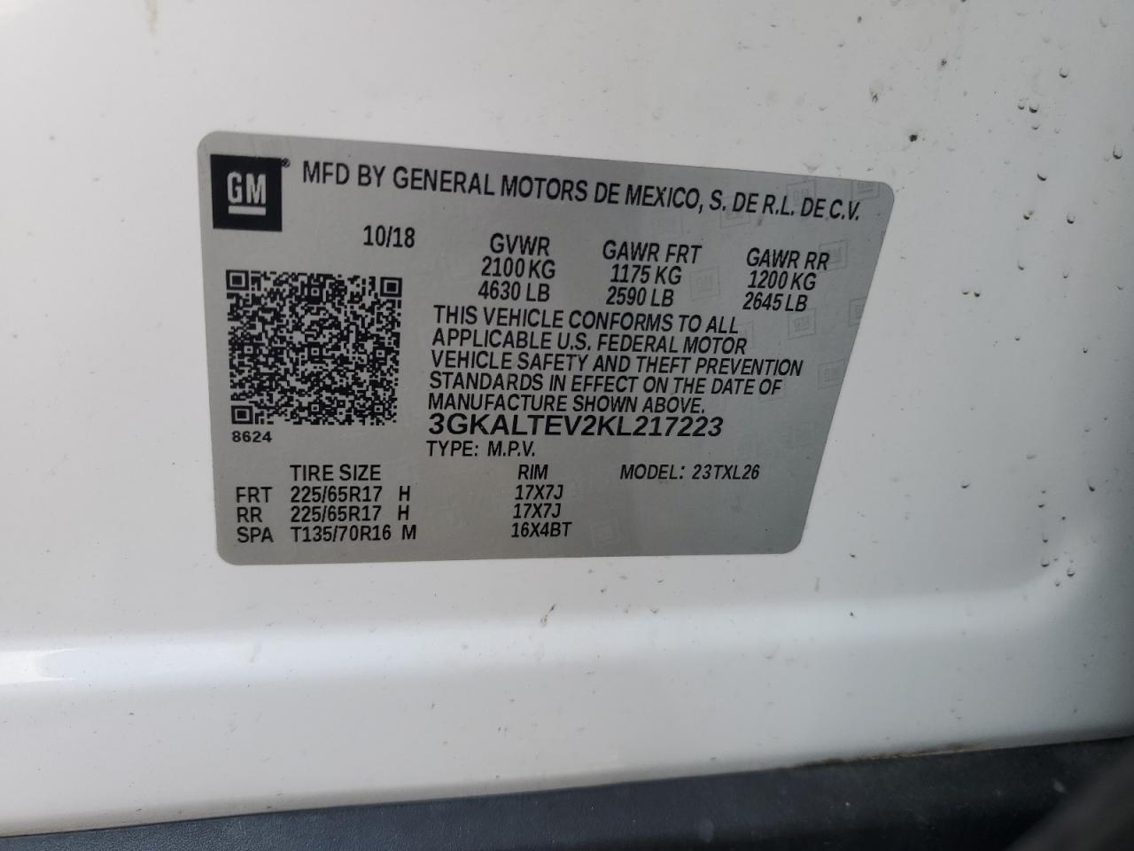 3GKALTEV2KL217223 2019 GMC Terrain Sle