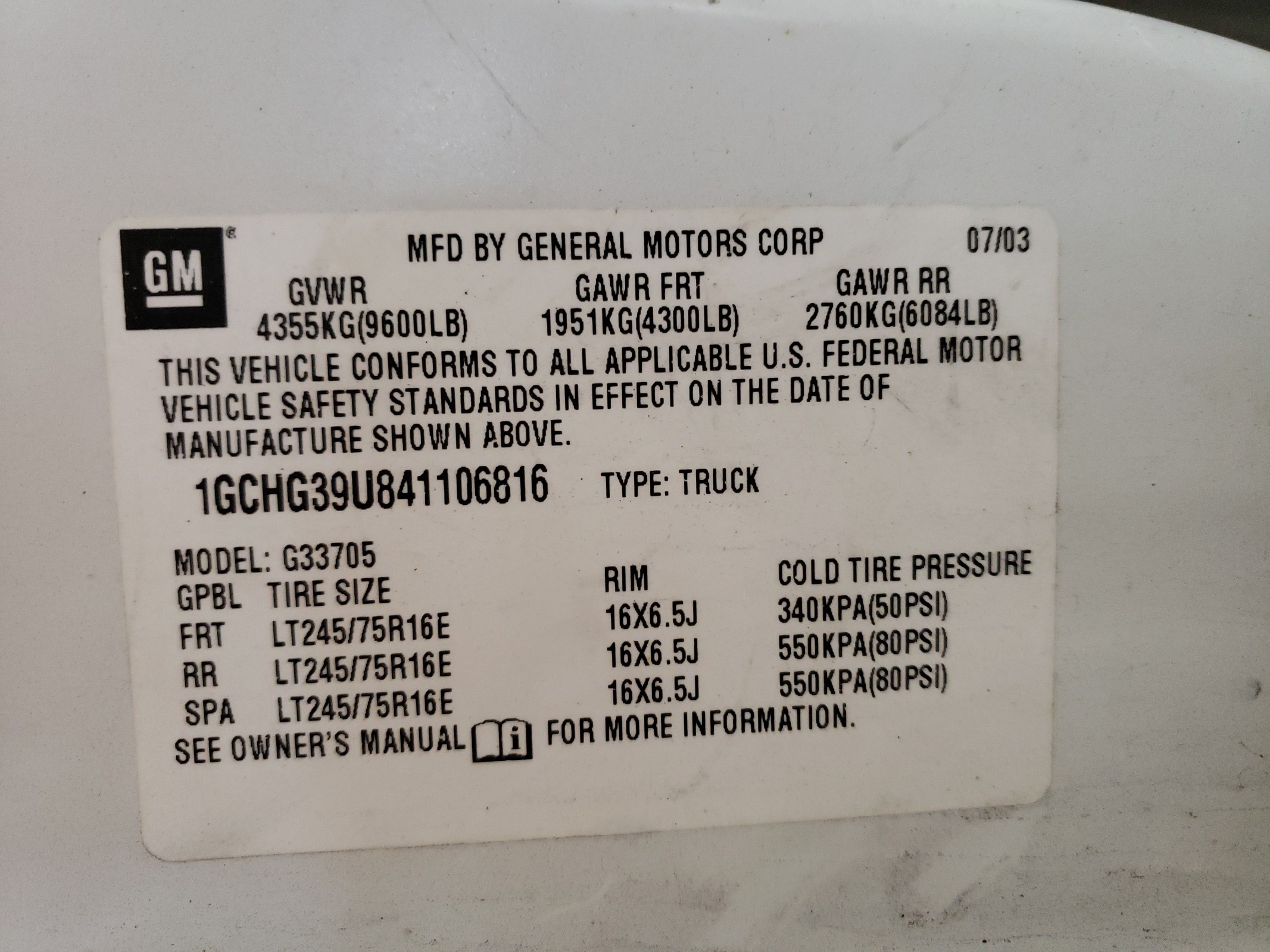 1GCHG39U841106816 2004 Chevrolet Express G3500