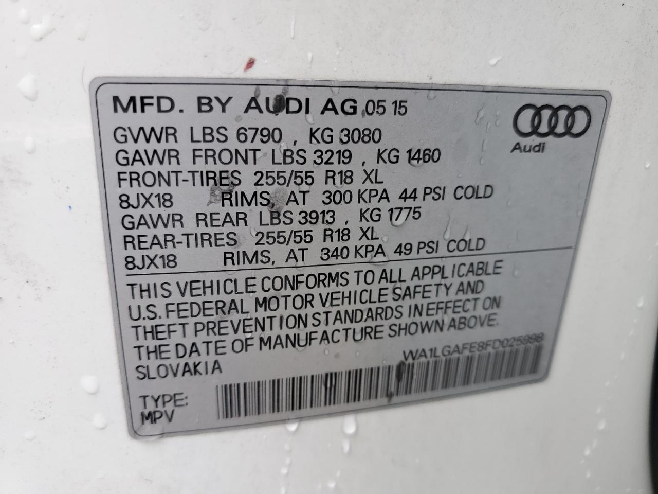 WA1LGAFE8FD025998 2015 Audi Q7 Premium Plus