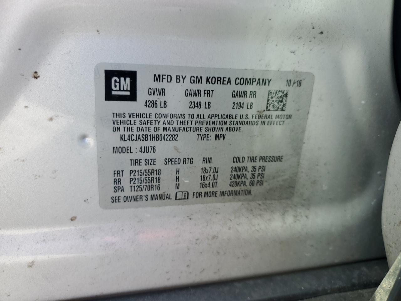 KL4CJASB1HB042282 2017 Buick Encore Preferred