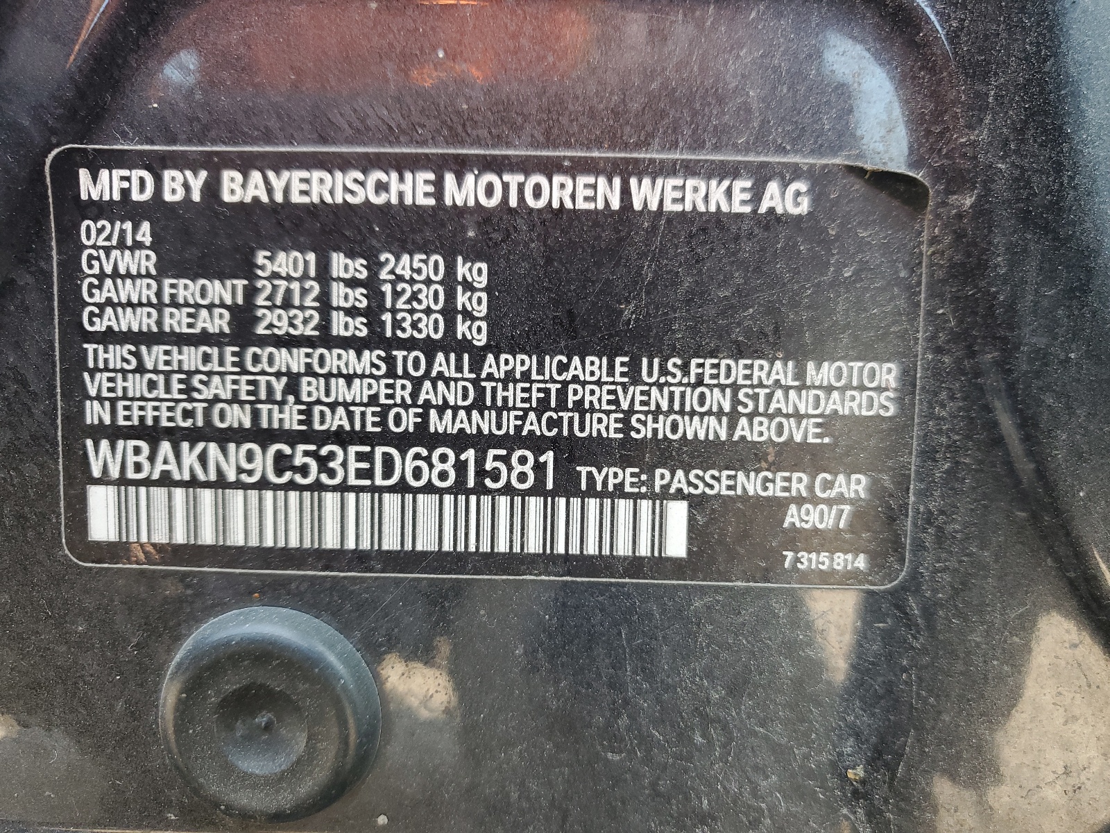 WBAKN9C53ED681581 2014 BMW 550 I