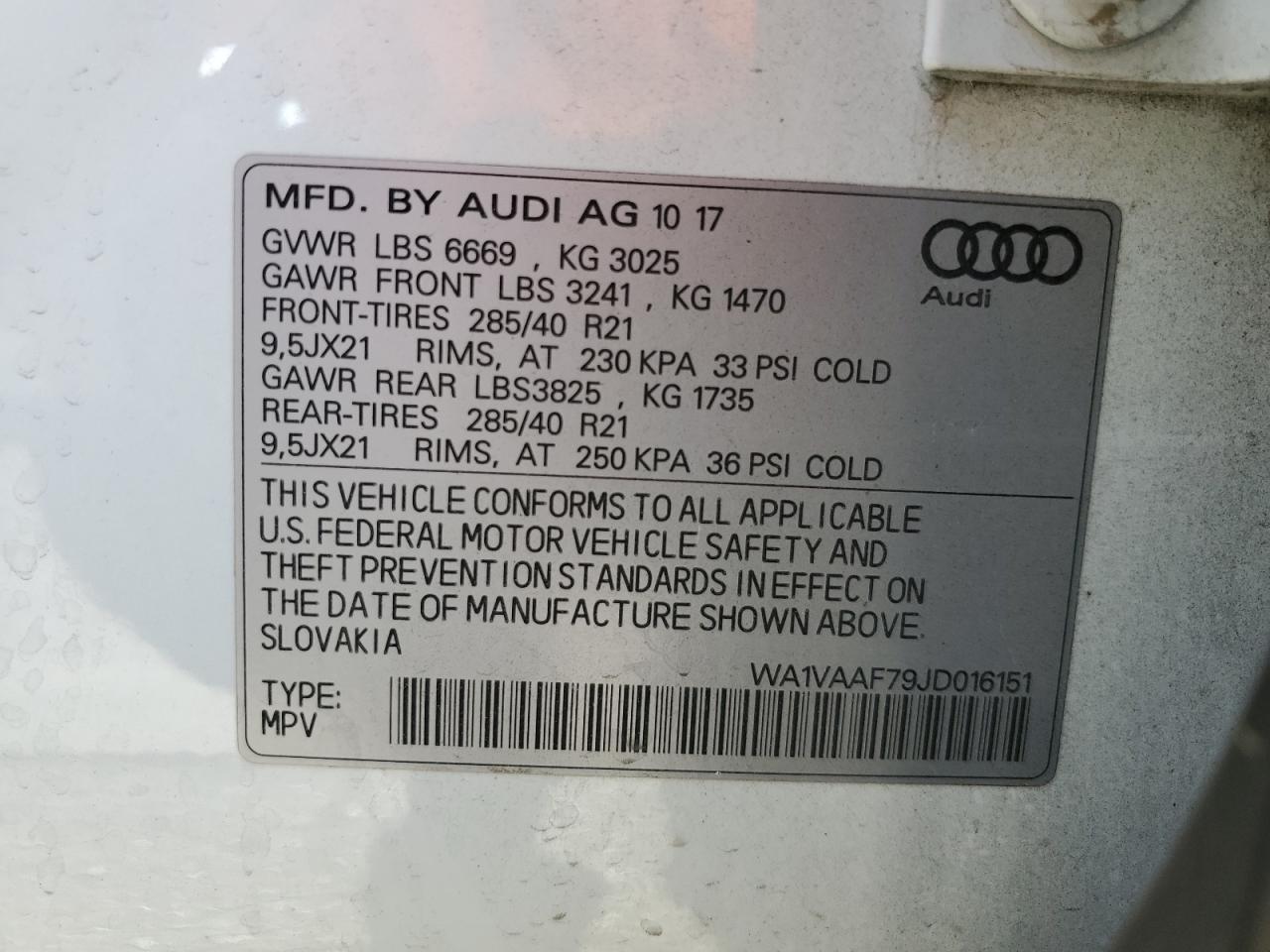 WA1VAAF79JD016151 2018 Audi Q7 Prestige