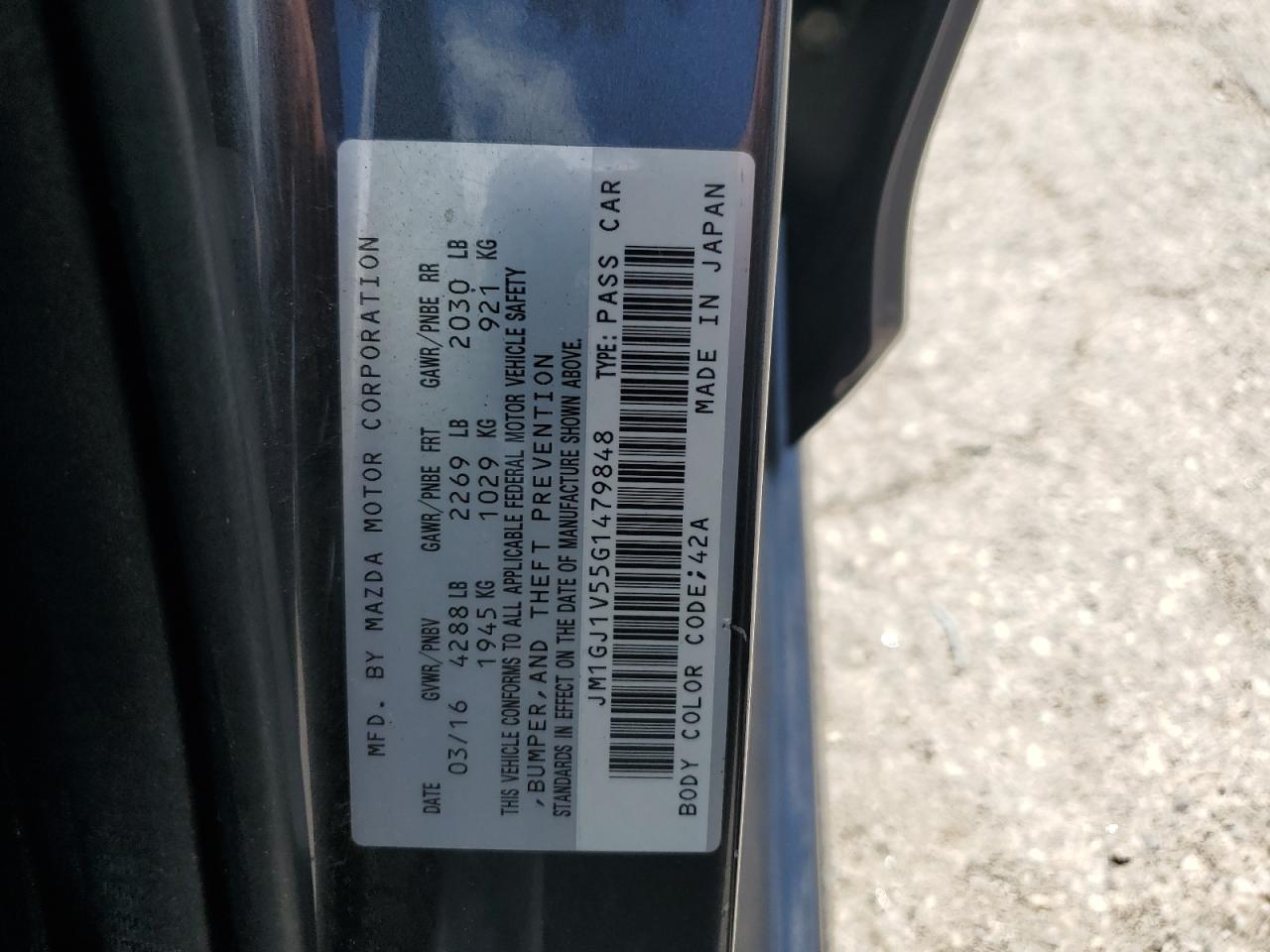 2016 Mazda 6 Touring VIN: JM1GJ1V55G1479848 Lot: 65894054