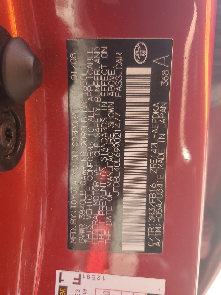 2009 Toyota Corolla Base VIN: JTDBL40E699021477 Lot: 68611244