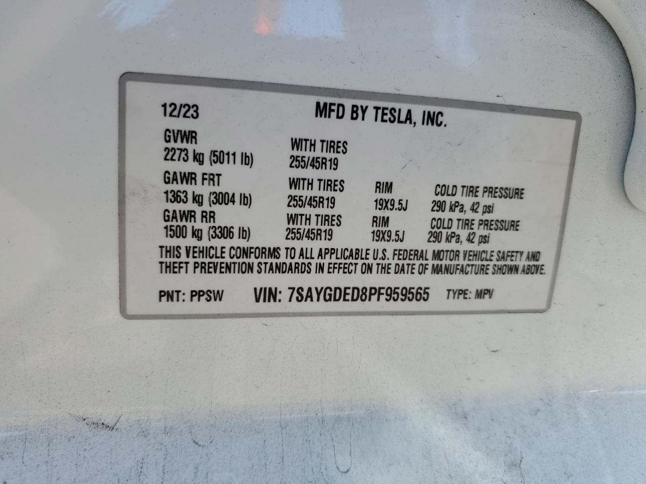 7SAYGDED8PF959565 2023 Tesla Model Y