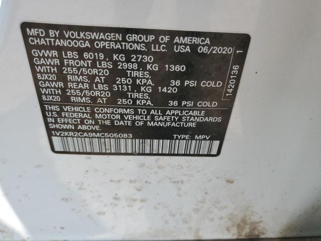 2021 VOLKSWAGEN ATLAS SE 1V2KR2CA9MC505083  65975524