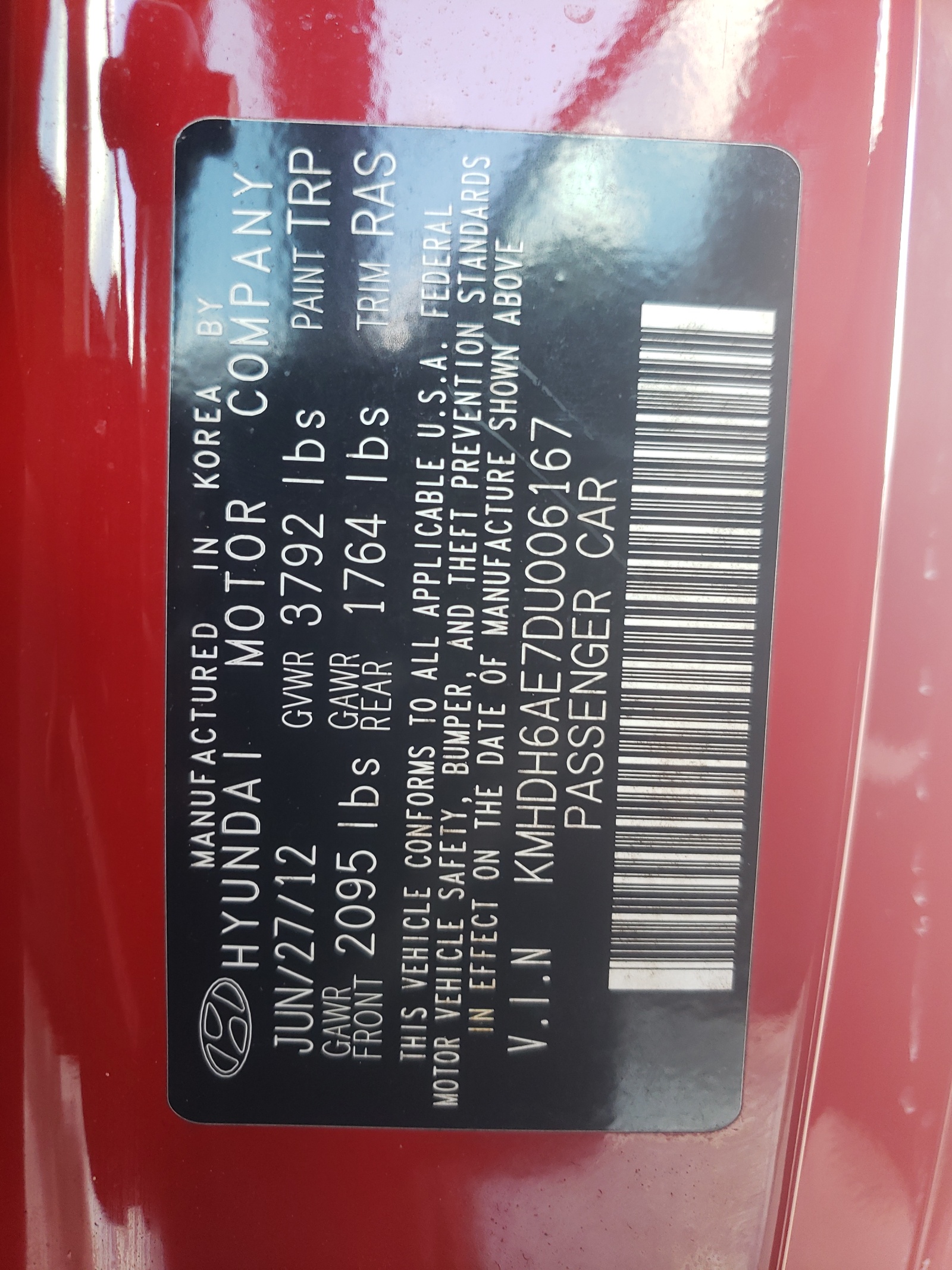 KMHDH6AE7DU006167 2013 Hyundai Elantra Coupe Gs