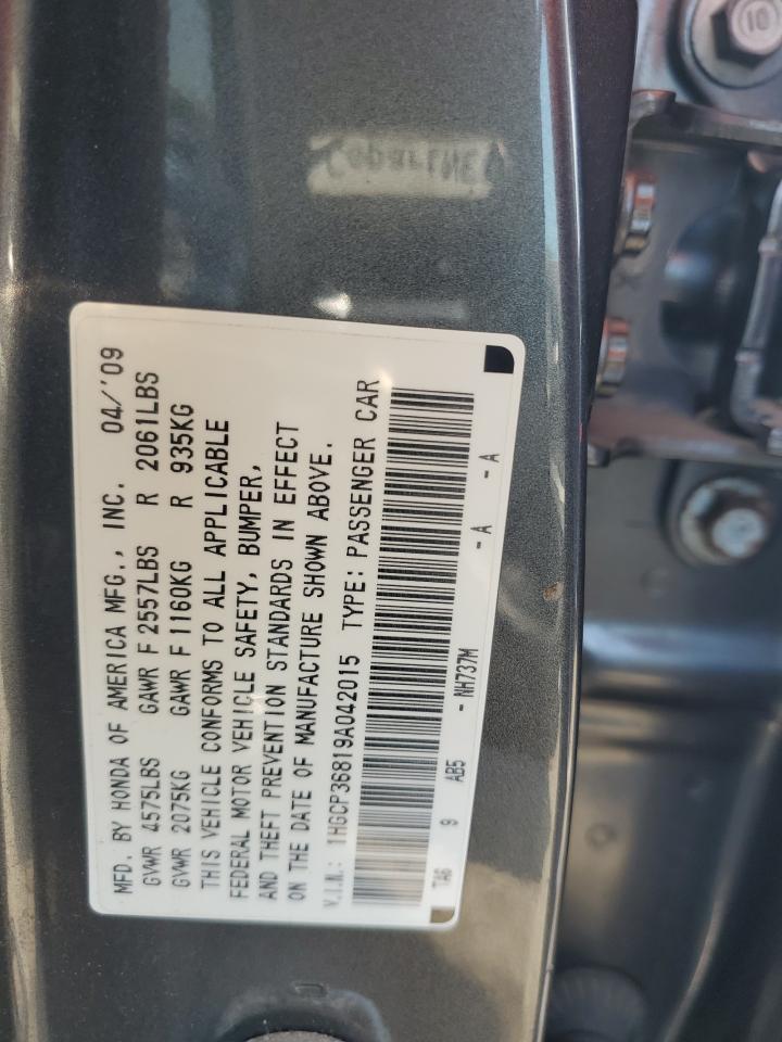 2009 Honda Accord Exl VIN: 1HGCP36819A042015 Lot: 69652874