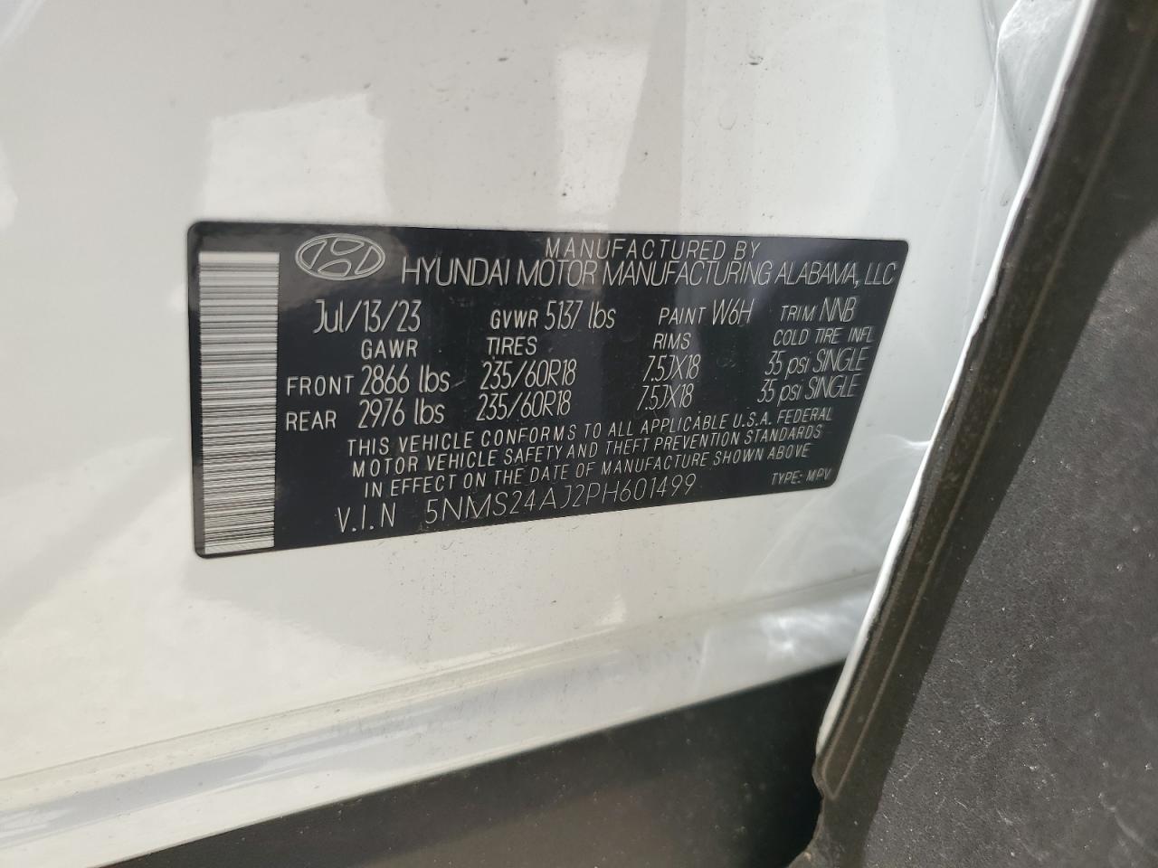 5NMS24AJ2PH601499 2023 Hyundai Santa Fe Sel