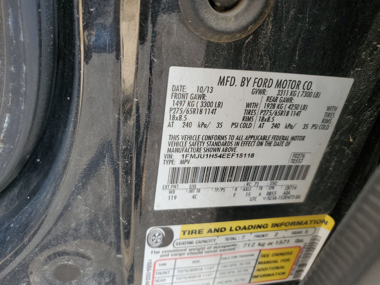 1FMJU1H54EEF15118 2014 Ford Expedition Xlt