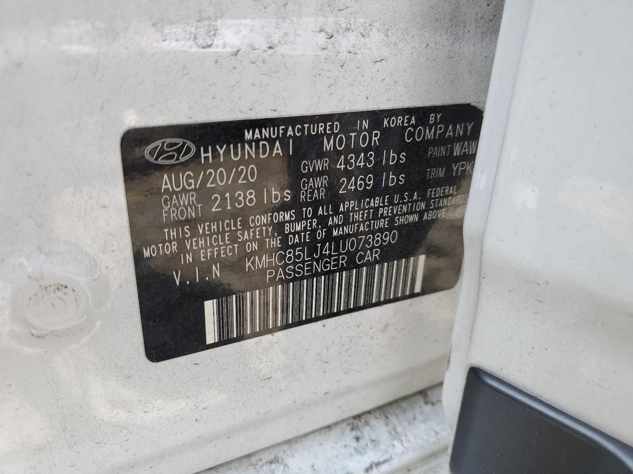 2020 Hyundai Ioniq Limited VIN: KMHC85LJ4LU073890 Lot: 66144424