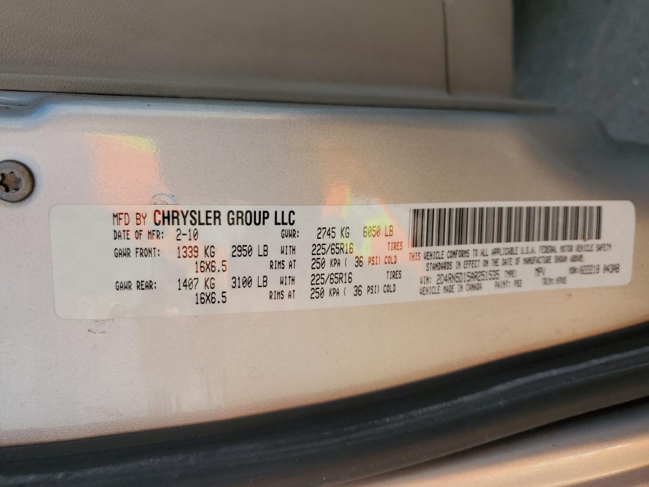 2010 Dodge Grand Caravan Sxt VIN: 2D4RN5D15AR251535 Lot: 69079034