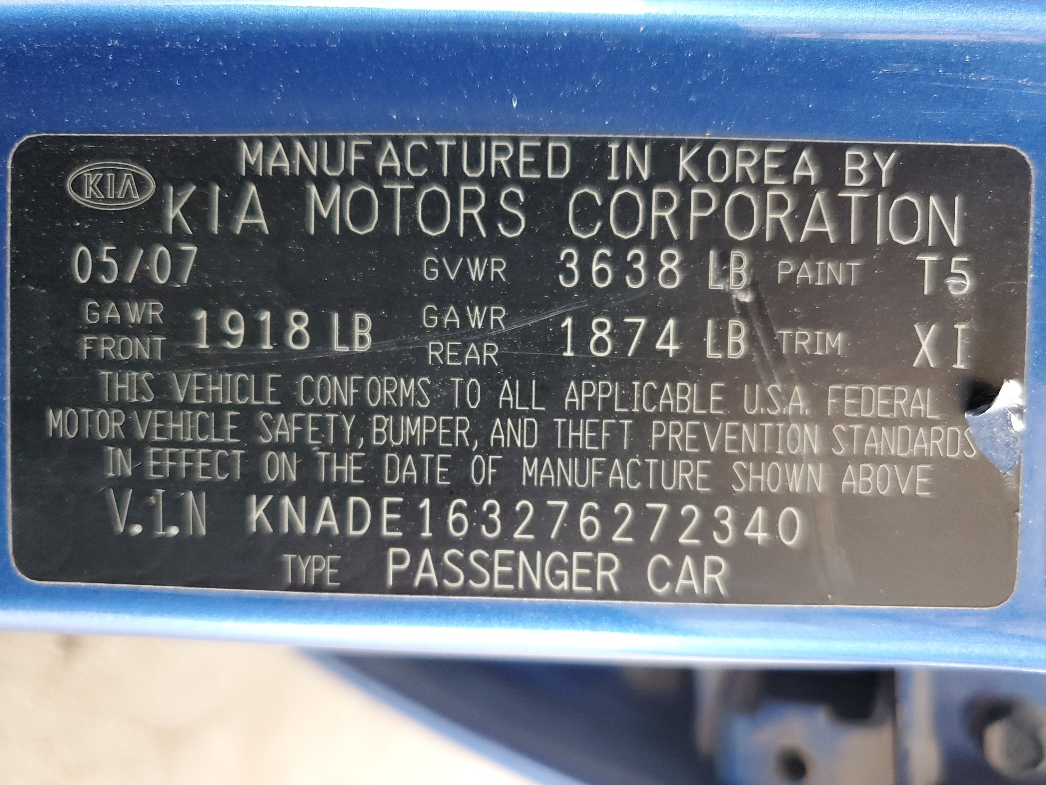 KNADE163276272340 2007 Kia Rio 5 Sx