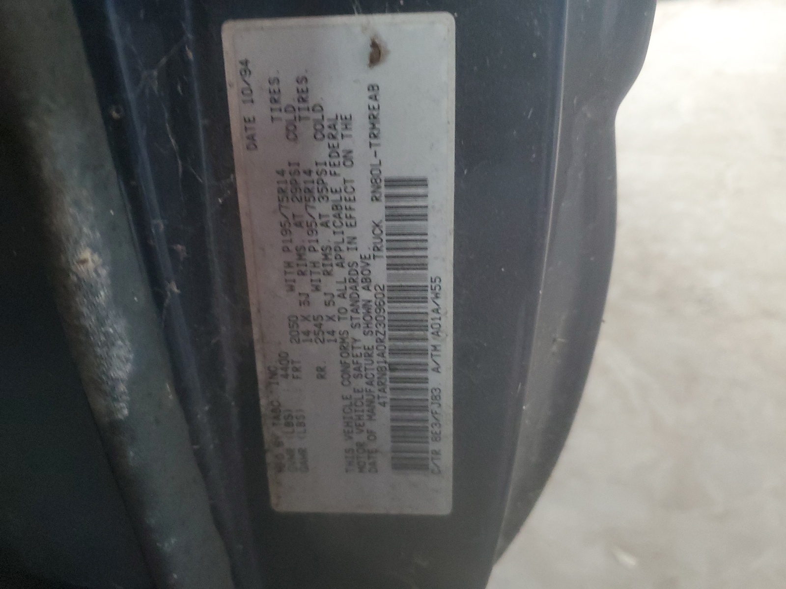 4TARN81A0RZ309602 1994 Toyota Pickup 1/2 Ton Short Wheelbase Stb