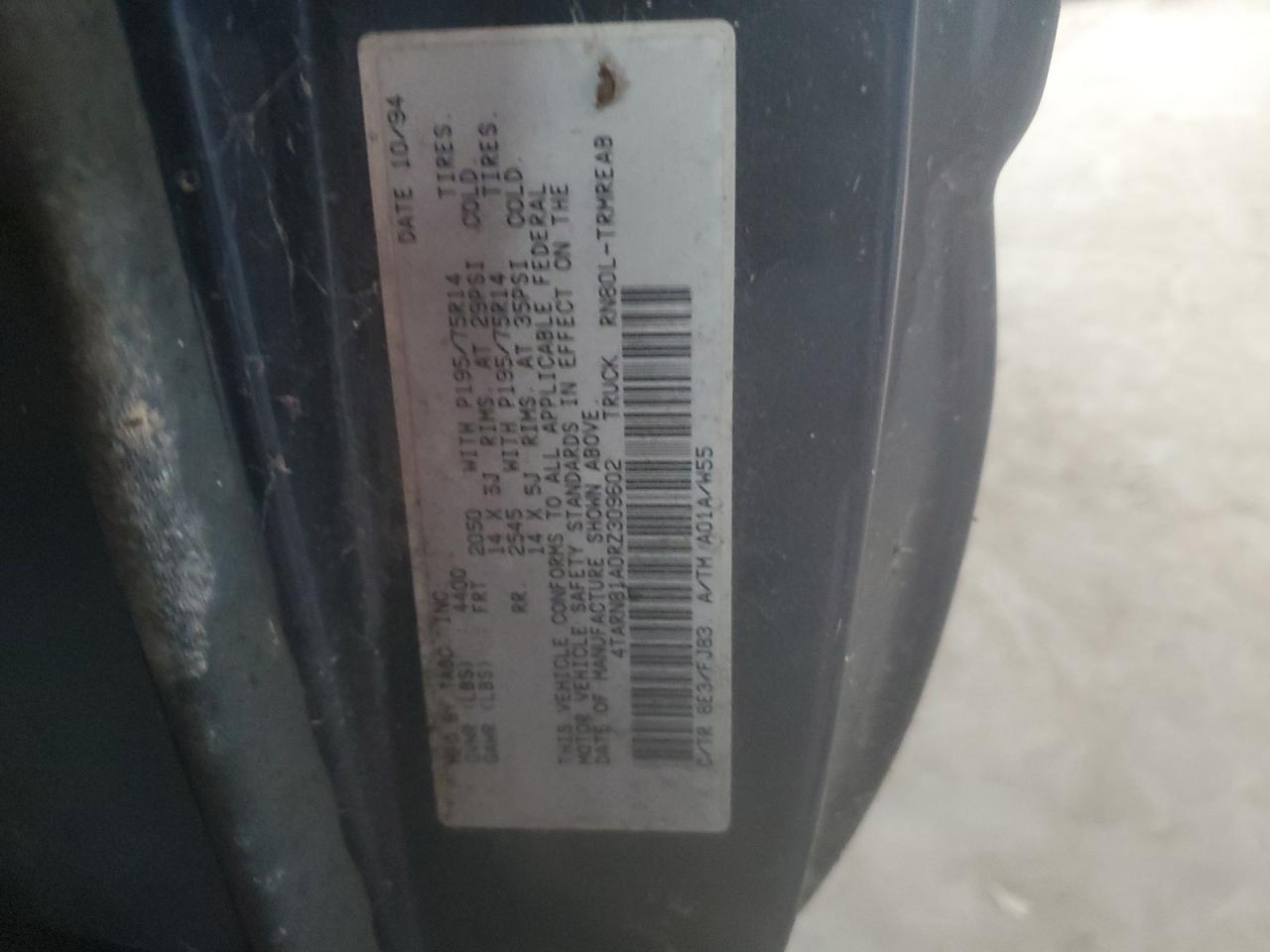 1994 Toyota Pickup 1/2 Ton Short Wheelbase Stb VIN: 4TARN81A0RZ309602 Lot: 66965364