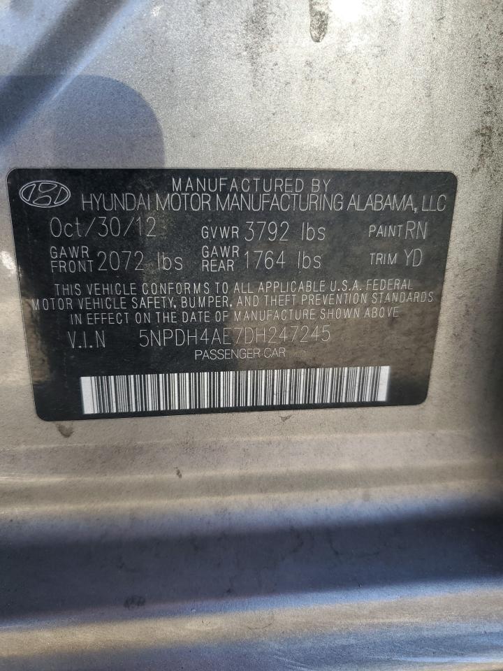 2013 Hyundai Elantra Gls VIN: 5NPDH4AE7DH247245 Lot: 65297584