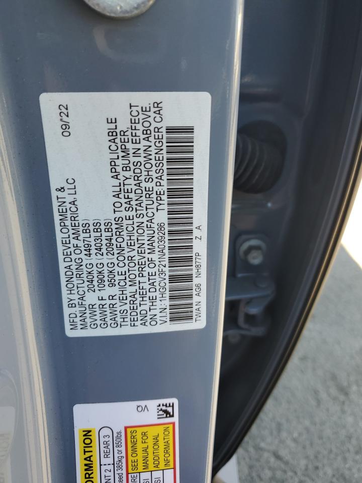 1HGCV3F21NA039286 2022 Honda Accord Hybrid Sport