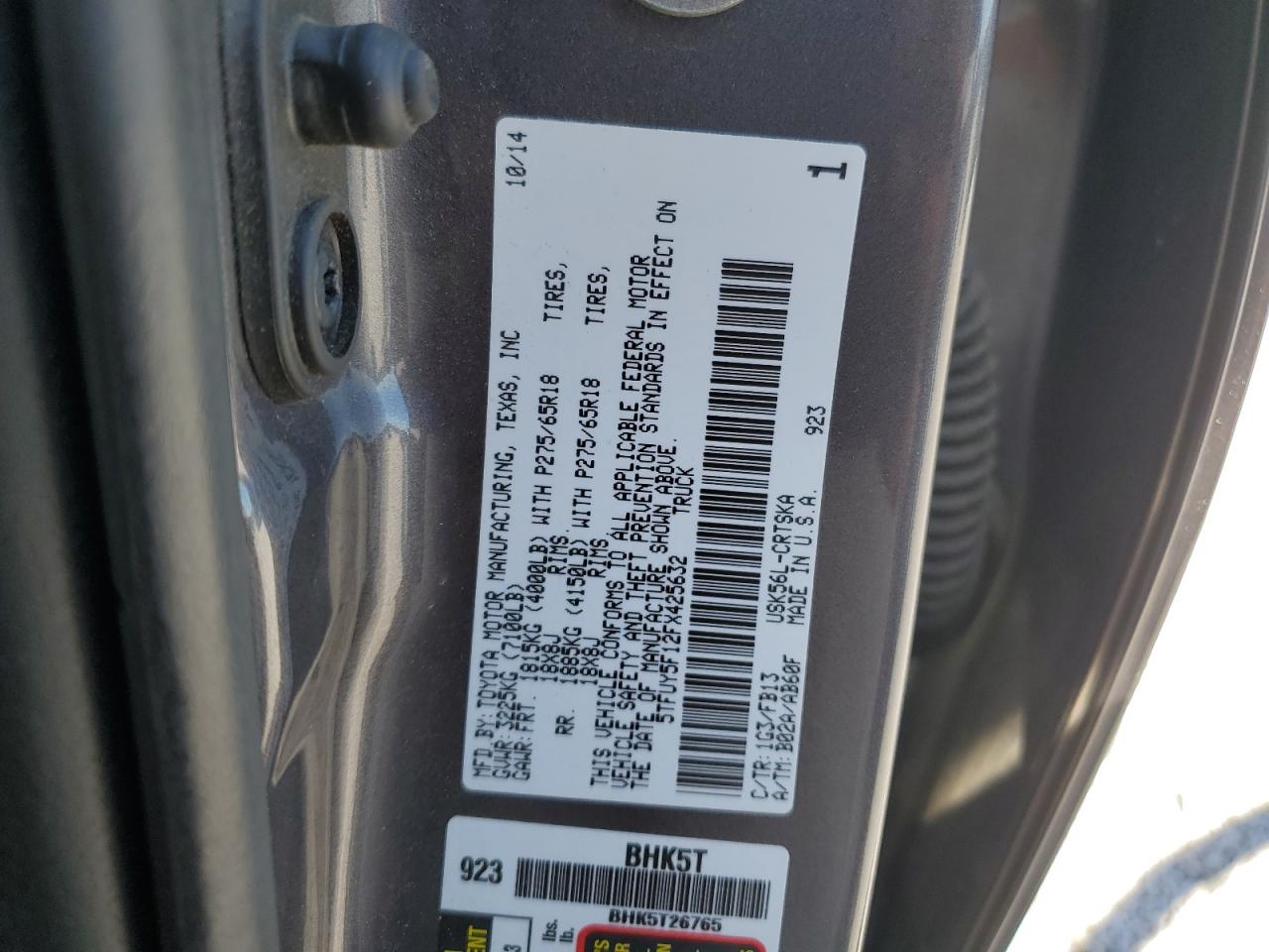 5TFUY5F12FX425632 2015 Toyota Tundra Double Cab Sr